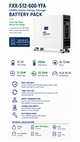 Batería de Almacenamiento de Energía Doméstica Apilable Fuxile FXX-512-600-YFA 51.2V 600Ah 30.72kWh LiFePO4 con BMS Inteligente de 200A CAN/RS485/RS232/WiFi
