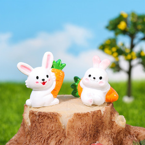 Miniature White Rabbit Resin Figurine With Carrot <b>Easter</b> Decorative <b>Ornament</b> For Desktop Garden Display - Product Image 3