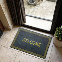 Machine d'entrée de maison moderne en PVC résistant à la corrosion tapis de porte rectangulaire en caoutchouc antidérapant fin imprimé animal puzzle motif maison