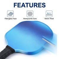 Raquette de pickleball en fibre de verre haute friction 10-16 mm, surface texturée, noyau en nid d'abeille, vente en gros directe pour tournois