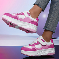 Chaussures à Roulettes Respirantes Unisexe à 4 Roues, Baskets de Skateboard Double Usage, Mode Décontractée, Fitness et Marche pour Garçons et Filles