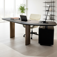 Bureaux d'étude minimalistes italiens en acier inoxydable, tables de bureau modernes en bois pour cadres avec tiroir