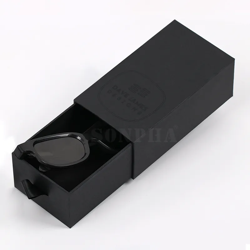Estojo de óculos de sol, caixa de óculos de sol personalizada com logotipo preto
