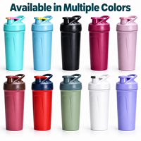 Bouteille shaker à protéines en acier inoxydable 20 oz avec logo personnalisé, tasse de sport isotherme avec boule mélangeuse, couvercle à clapet verrouillable et boucle de transport