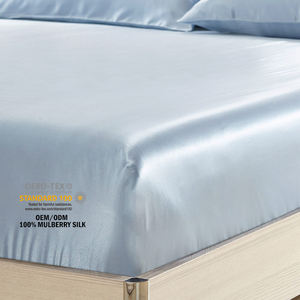 Juego de funda nórdica de seda teñida Lisa hecha a medida de lujo, tamaño Queen King, 4 Uds., juego de cama de seda pura, sábanas de seda para cuna - Product Image 2