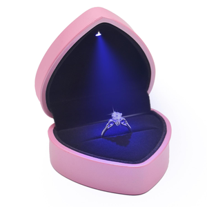 Luxury New Round Velvet LED Lighting Jewelry <b>Box</b> Flip <b>Ring</b> <b>Box</b> Pendant Necklace Gift Jewelry Packaging <b>Box</b> Wholesale - Product Image 1