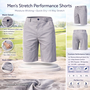 Pantalones Cortos Deportivos de Compresión Personalizados, Plisados, Elásticos, Transpirables, de Secado Rápido, con Elasticidad en 4 Direcciones, de Poliéster y Elastano, para Golf - Product Image 3