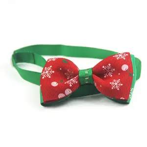 Ribbon hand-made Christmas bow tie dog and cat collar belt drilling teddy pet accessories