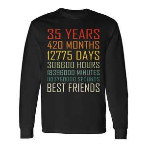 Camiseta de manga larga conmemorativa del 35 aniversario de la amistad Best Friends Vintage, camiseta Best Friends Vintage conmemorativa del 35 aniversario de la amistad - Product Image 1