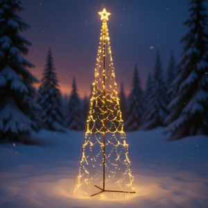 Sapin de Noël en forme de cône avec 3000 LED blancs chauds, 8x26 pieds, décorations festives d'intérieur, support métallique, à brancher - Product Image 2