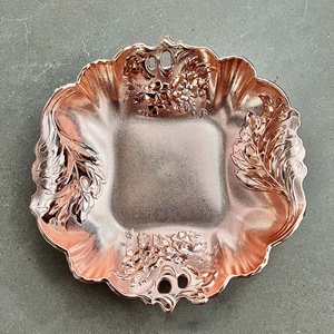 11 "or Double placage courtois irrégulière dentelle squelette motif Floral plateau décor fruits <span class=keywords><strong>plat</strong></span> bol décoratif chargeur assiette - Product Image 4