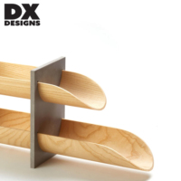Étagère de rangement alimentaire en bois à 2 niveaux DX Designs avec cadre métallique, organisateur multifonctionnel pour fruits et collations pour comptoir de cuisine