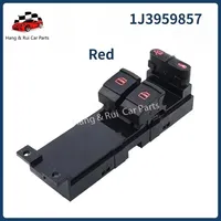 Interrupteur de lève-vitre électrique rouge vert chromé 1J3959857A pour VW Bora Golf Jetta MK4 Passat Seat pour Skoda Fabia Octavia 1J3959857