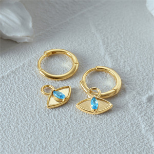 Boucles d'oreilles créoles en argent sterling S925 anti-allergiques, serties de zircone bleue, <span class=keywords><strong>yeux</strong></span> de démon, tendance, vente chaude, pour femmes - Product Image 6
