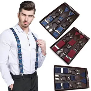 Klassische 6 Clips 3,5 cm Breite Breite Herren Hosenträger Vintage Brace Luxus Hosen Riemen Männlich Geschenk zubehör Täglich Top Qualität