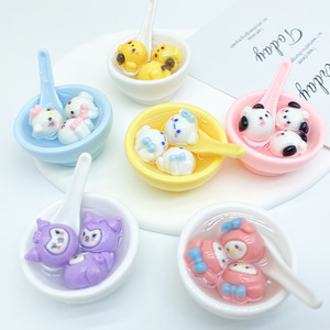 Cartoon Solid Color Cute Metal Dumpling Bowl Mini Food <b>Game</b> DIY <b>Accessories</b> Hair & Keychain Decorative Jewelry Making Kit - Product Image 1