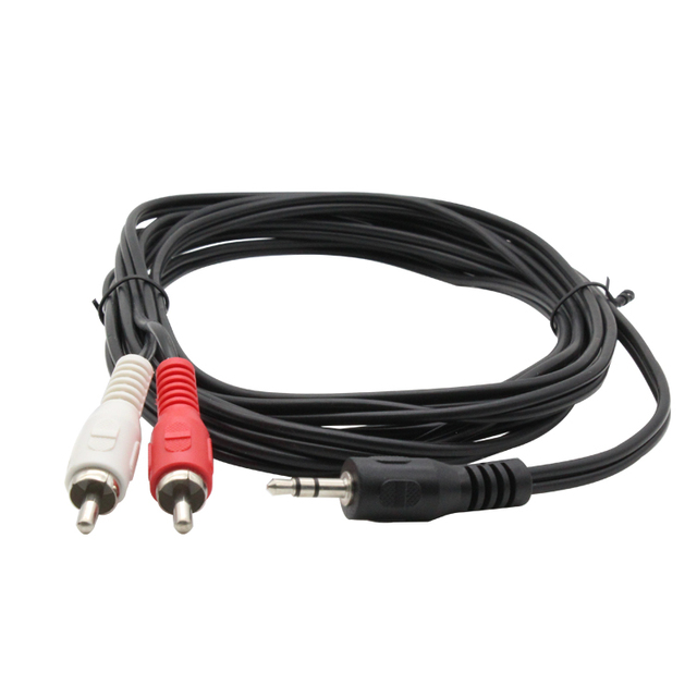 3.5mm Stereo Jack Male to 2 RCA Males 1m Audio Cable for TV and Home Theater