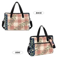 Sac pour ordinateur portable matelassé personnalisé avec imprimé Palaka hawaïen, motif floral Art Déco tropical, pour le shopping, les voyages et le transport quotidien