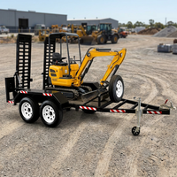 Remorque à essieu simple ou tandem pour mini-excavatrice, chargeuse compacte, transport de matériel, rampes de chargement, capacité de charge 1,5T 3T