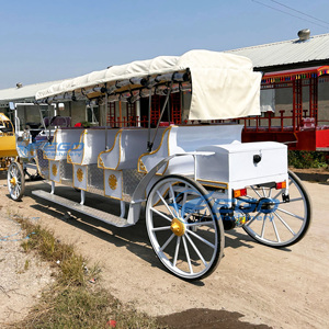 Carrosse de tourisme électrique royal historique de luxe à quatre rangées de sièges violets, type Victoria, à chevaux - Product Image 6