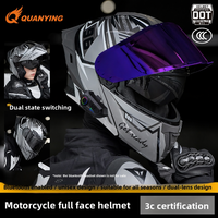 Casque de moto intégral unisexe certifié 3C/DOT en ABS, taille XL, visière relevable tendance, grand spoiler arrière, toutes saisons