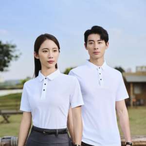 Vente en gros Prêt à expédier Logo personnalisé de couleur pure classique pour tissu tricoté Polo T-Shirt - Product Image 4