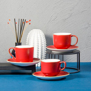ชุดแก้วเซรามิกเคลือบสีแดงแนววินเทจชุดถ้วยชาพอร์ซเลนคริสต์มาสชุดน้ำชากาแฟสำหรับร้านอาหารชากาแฟคาปูชิโน่และชานม - Product Image 2
