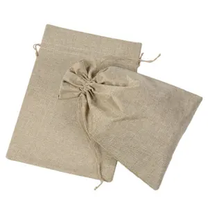 Wholesale Promotional 17*23cm Jute Packaging Bags Burlap Rice Packing Drawstring Pouches