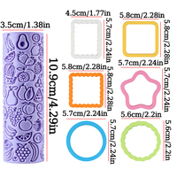 Ensemble de découpoirs à biscuits d'été en forme de fruits : cercle, étoile, carré, rectangle, forme festonnée, rouleau à texture de fruits, moules à biscuits