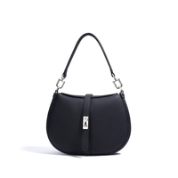 Sac à main vintage en forme de demi-lune en métal avec fermeture à boucle, petit sac à main en cuir PU pour femmes, sac à bandoulière
