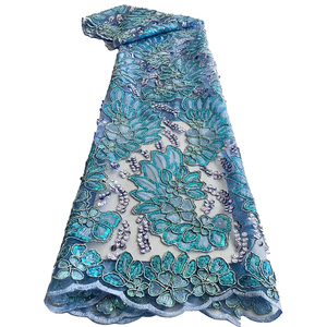 Wholesale Price Guipure <strong>Lace</strong> Fabric <strong>Fancy</strong> Sequins Embroidery Corded <strong>Lace</strong> Fabric - Product Image 1
