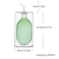 Bouteille Distributrice d'Huile et de Vinaigre à Double Paroi en Verre Borosilicate 250ml, Offre Spéciale, Produits Ménagers Écologiques et Recyclables