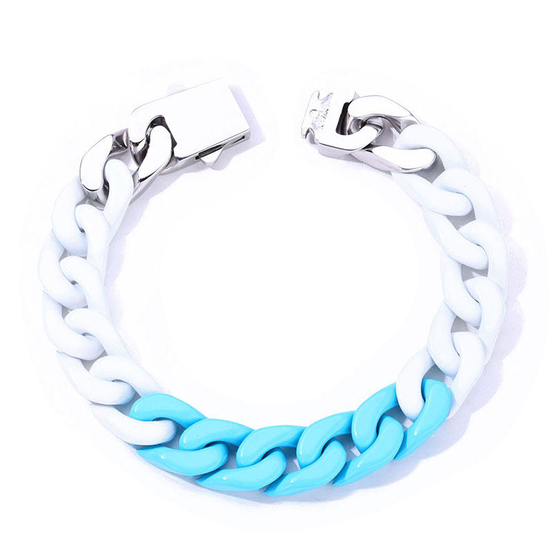 White and blue patchwork bracelet