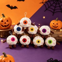 Porte-clés en peluche œil coloré sur le thème de l'horreur, poupée œil en peluche effrayante pour Halloween, ornement suspendu doux et sinistre