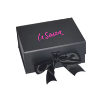 Individuell Bedruckte Geschenkbox mit Schleifenband in Rosa und Schwarz, Rechteckige Magnetverpackung