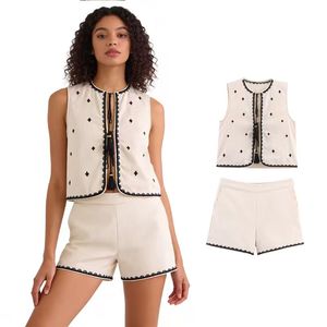 Nuevo Chaleco de Moda Otoñal para Mujer, Bordado, Estilo Susui, Cuello Redondo, Sin Mangas, Chaleco Corto Vintage - Product Image 1