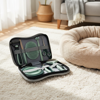 Kit de toilettage pour animaux de compagnie multifonctionnel sûr et facile à utiliser en acier inoxydable, fer et plastique, 8 outils en 1 (brosse, tondeuse, peigne) pour chiens et chats