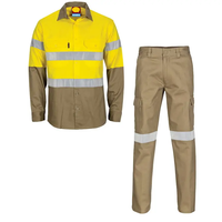 100% katun 2 nada Hi Vis kemeja kerja pria reflektif keselamatan pakaian kerja kemeja Logo kustom