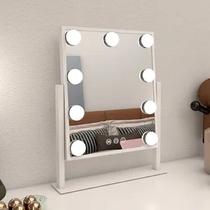 LED Makeup Mirror With Light Ladies Storage Makeup Lamp Desktop Vanity Mirror Round Shape Cosmetic for Mirrors Women