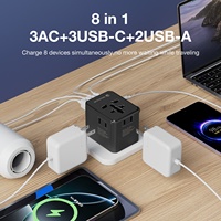 Adaptateur de voyage Wontravel 3AC avec 45W GaN, prise européenne/britannique/australienne/américaine, 2 ports USB + 3 ports Type-C et construction en cuivre