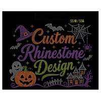 Modèle de transfert personnalisé pour Halloween, motif fantôme et citrouille avec strass et paillettes de cristal