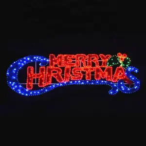 Outdoor party waterproof decoration led 2d merry Christmas motif light for holiday decoration