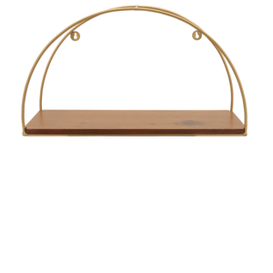 Mensole da parete in legno con struttura in metallo curvo per soggiorno, organizer decorativo da appendere. - Product Image 4
