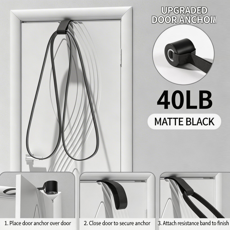 40 lb amélioré + style boucle de porte, noir durable 3,2 cm - TPE
