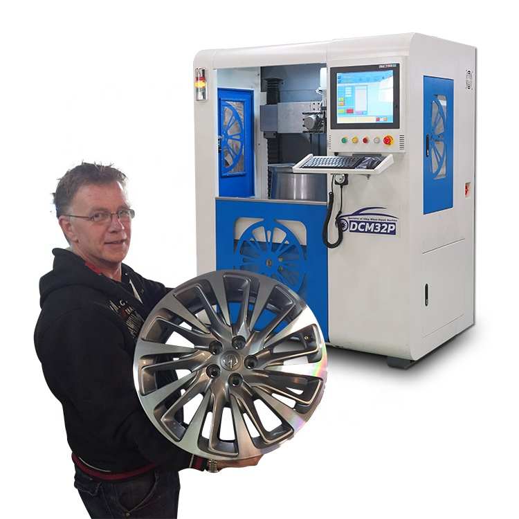 China diamond cut new cars vertical alloy wheel repair equip cnc lathe and alloy wheel polishing machine for sale DCM32P