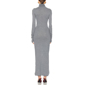 ZYHT 73270 nuova cintura personalizzata aderente plissettata <span class=keywords><strong>abito</strong></span> a portafoglio <span class=keywords><strong>grigio</strong></span> tinta unita dolcevita <span class=keywords><strong>in</strong></span> <span class=keywords><strong>maglia</strong></span> abiti modesti <span class=keywords><strong>abito</strong></span> semplice donna - Product Image 2