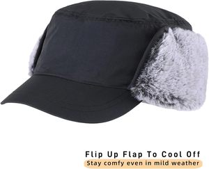 หมวกกันหนาวยูนิเซ็กซ์พร้อมที่ปิดหูหมวกกันหนาวหมวกเบสบอลขนสัตว์เทียมเรียงราย100% หมวกล่าสัตว์โพลีเอสเตอร์ - Product Image 2