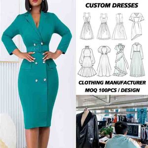 Nuovo stile alla moda <span class=keywords><strong>con</strong></span> scollo a V a maniche lunghe da donna doppio petto da ufficio Mini <span class=keywords><strong>abito</strong></span> Casual da donna blazer formale - Product Image 1