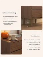 Table de chevet en bois massif en caoutchouc avec 2 tiroirs, armoire de rangement moderne et simple pour chambre à coucher, meubles de maison CTG007