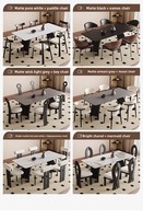 Ensemble de table à manger rectangulaire en pierre frittée de 12 mm, 6 places, chaises modernes en cuir PU pour la maison et la cuisine